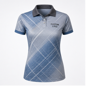Polo Personalizado para Mujer en Gris Azulado con Línea Diagonal, de Secado Rápido, Transpirable, Manga Corta, Uniforme de Golf de Alto Rendimiento WPS-0799 - Product Image 1