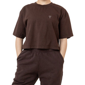 Camiseta recortada informal para mujer, Top corto sólido de secado rápido con cuello redondo para el verano, estilo popular sin mangas para mujer - Product Image 1