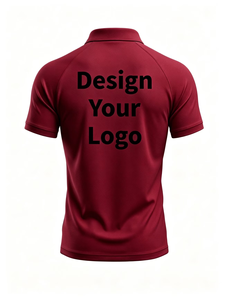 Custom Men's Short Sleeve Polo Shirt Maroon Breathable Anti-Wrinkle Oeko-<b>Tex</b> Certified Polyester Work Fashion Uniform Logo - Product Image 3