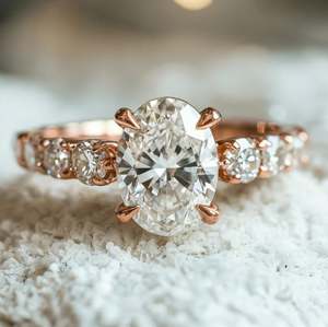 แหวนหมั้นและแต่งงานทรงรีประดับมอสซาไนต์ เงินแท้ 925 ชุบแพลตตินั่มอย่างหรูหรา พร้อมการฝังแบบหนามเตย เหมาะสำหรับวันครบรอบและงานปาร์ตี้ - Product Image 5