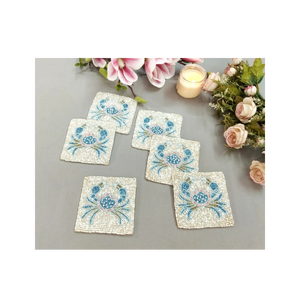 Luxury Handmade Cross Stitch Crab Coaster <b>Set</b> <b>Square</b> Embroidered Animal Design Decorative Table Mats Premium Needlework Home Dec - Product Image 2