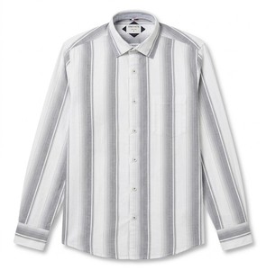 Camisa Casual de Verano para Hombre Enovate, de Doble Botonadura, Manga Larga, Transpirable, 100% Algodón Tejido, con Rayas y Logotipo en el Cuello Trasero - Product Image 1