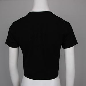 Camiseta Básica de Algodón 100% para Mujer, Manga Corta, Cuello Redondo, Corte Ajustado, Elástica, Casual, Tops Cortos para Mujer al por Mayor - Product Image 6