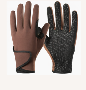 Gants d'équitation en similicuir marron pour homme, coupe classique, couleur unie, fermeture auto-agrippante, accessoires d'équitation de qualité supérieure - Product Image 1