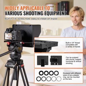 Prompter da Scrivania in Alluminio da 10 Pollici per Streaming Live con Spettroscopio Regolabile e Zoom Controllato a Distanza - Product Image 5
