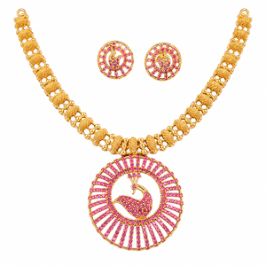 Elegant Antique Gold Plated Brass <b>Necklace</b> <b>and</b> <b>Earring</b> <b>Set</b> with Geometric Pendant Luxury <b>Bridal</b> Wedding Jewelry Statement - Product Image 6