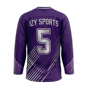 Camiseta de Hockey sobre Hielo con Rayas Diagonales en Morado Oscuro, Malla Transpirable, Uniforme de Entrenamiento, Manga Larga - Product Image 3