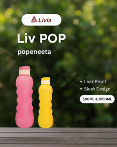 Bouteille d'eau cylindrique en PET LIVIA POLYMER PRODUCTS 500 ml, anti-fuite, durable pour un usage quotidien, modèle LivPOP - Product Image 4