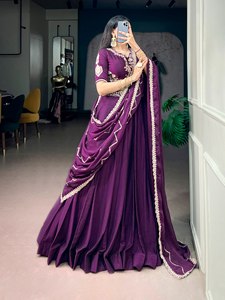 Purple Silk Lehenga Choli With Embroidered Design <b>For</b> Wedding And Party Occasion <b>Women</b> Traditional Ethnic Wear - Product Image 3