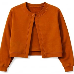Cárdigan Casual de Mujer de la Mejor Calidad, Cuello con Botones, Manga Regular, Cierre de un Solo Botón, Antipilling, Top Corto, Color Sólido - Product Image 4