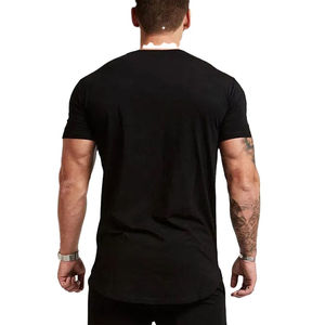 T-shirts de sport décontractés en polyester à col rond pour hommes, coupe ajustée, tricotés, pour la gym et le fitness, vêtements tendance pour adultes - Product Image 2