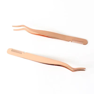 Pinzas de Acero Inoxidable Premium 2 en 1 para Lifting de Pestañas con Peine, Herramientas Curvas para Aplicación de Extensiones de Pestañas, Calidad de Salón, OEM ODM - Product Image 1