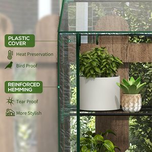 Serra Portatile a 3 Livelli con 2 Porte Avvolgibili con Cerniera 143,5 cm x 46,0 cm x 150,4 cm Trasparente per Uso in Giardino - Product Image 4