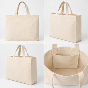 Sac fourre-tout en toile de coton naturel de 10 oz avec poche intérieure 50x40x10cm, logo personnalisé, sac de shopping promotionnel en gros, OEM B2B SNC14B - Product Image 6