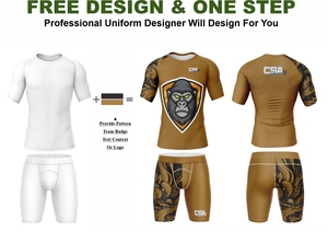 Vêtements de compression respirants pour hommes, vente en gros directe d'usine, design personnalisé, impression numérique par transfert thermique, ensemble de rashguard MMA - Product Image 2