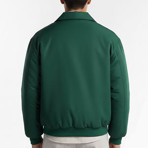 Veste vert homme style décontracté coupe-vent à col montant et boutons recouverts, en laine/polyester avec doublure en laine - Product Image 3