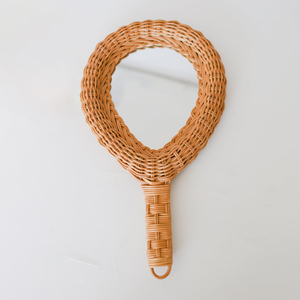 Grands miroirs à main naturels ronds personnalisés compacts en gros miroir à main en rotin fabriqué au Vietnam - Product Image 3