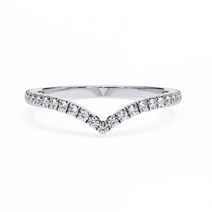 RAAMAA Pt950 Platinum Classic Pave Set V-Shaped <b>Stacking</b> Wishbone Band for Women Anniversary Bridal Jewel - Product Image 3