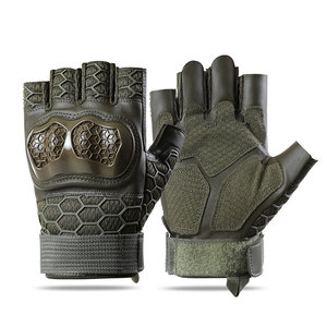 Gants de sport en cuir demi-doigts avec paume à motif hexagonal et fermeture auto-agrippante unisexe pour l'été - Product Image 3