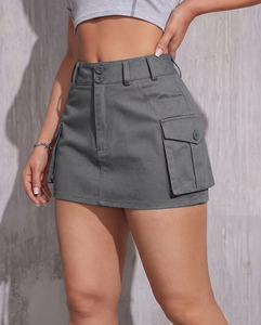 Ribbed Knit Mini Skirt for Women High Waist Casual Stretch Skater Skirt Washable Anti Pilling Spring Fall - Product Image 3