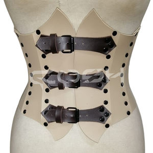 Corsé de cuero beige para mujer con cinturón debajo del busto y hebillas frontales, corsé moldeador de cintura a la moda - Product Image 6