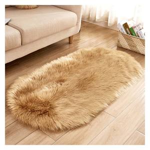 Tapis ovale moelleux en fausse fourrure de mouton à poils longs blancs pour salon, chambre d'adolescent, décoration de chambre de luxe, lavable - Product Image 5