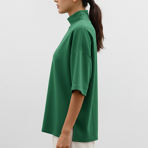 Camiseta de Mujer de Alta Calidad, 100% Algodón, Ecológica, Transpirable, Antiarrugas, Cuello Redondo, Corte Regular, Color Sólido, Apliques de Verano - Product Image 5