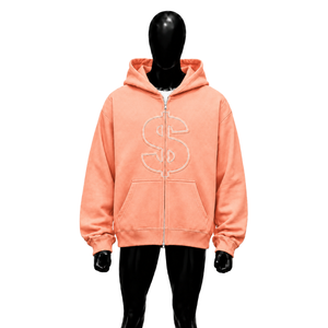 Sudadera con capucha extragrande con cremallera y logo de signo de dólar, diseño gráfico de streetwear personalizado, unisex, informal, a la moda, en oferta - Product Image 1