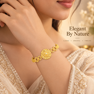 Conjunto de Collar Largo Nupcial Indio Regal para Mujer, Chapado en Oro de 24K, con Pendientes, Pulsera y Anillo de Cobre y Latón, Joyería para Regalo de Boda o Compromiso - Product Image 4