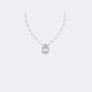 Collier solitaire en diamant de laboratoire taille poire serti clos, 0,50 carat total, style vintage, plaqué or 9 carats, certifié - Product Image 5