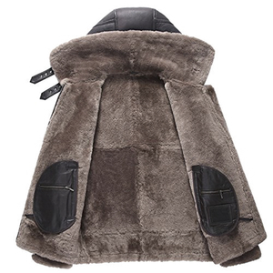 Chaqueta de Aviador de Cuero Genuino para Hombre con Forro de Algodón, Cierre de Cremallera de Secado Rápido, Estilo Motero de Invierno, Abrigo Cálido Estándar - Product Image 5