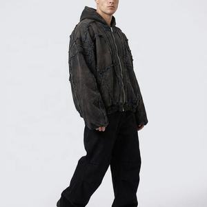 บริการ OEM คุณภาพสูง เสื้อฮู้ดดี้ผู้ชายสำหรับฤดูหนาว ระบายอากาศได้ดี ดีไซน์เท่ห์ ลุคสุดชิค ล้างสีแบบแอซิดวอช - Product Image 5