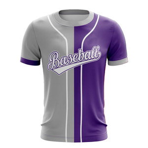 Camiseta Deportiva de Béisbol para Hombre, Color Morado Grisáceo, Manga Corta, con Logotipo Estampado, Cuello Redondo, Corte Regular, Sublimada, Superventas - Product Image 1