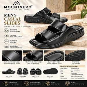 Sandales décontractées pour hommes noires à larges brides croisées, bout ouvert, bride à boucle, semelle EVA amortie, tige synthétique, confortables toutes saisons - Product Image 6