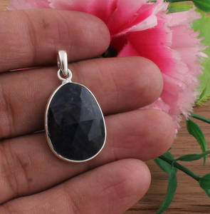 Collier pendentif en onyx noir, argent sterling 925, charme vintage en pierre précieuse, serti clos, fait main, bijoux rétro unisexe - Product Image 3