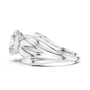 Anillo de Compromiso con Diamante Corte Esmeralda para Mujer, Oro Blanco, Estilo Romántico, Joyería con Diamante Moissanita - Product Image 1