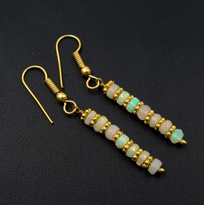 ต่างหูโอปอลเอธิโอเปียธรรมชาติ เงินแท้ 925 และทอง 14k - Product Image 5