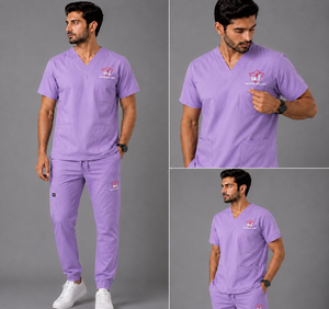 Ensemble de blouses médicales pour hommes, col en V, gris, tissu tissé en coton et polyester, uniformes d'hôpital - Product Image 2