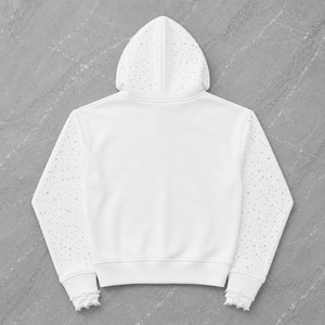 Glory Custom Oversized Washed Rhinestone Zip Up Hoodie 100% Cotton Soft Quick Dry Fabric Sun Faded Hoodie For Unisex Street Wear - Product Image 2