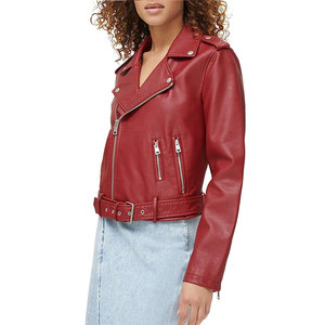Veste universitaire orange en toile tricotée écologique et imperméable pour femme, avec broderie, rivets, franges, fermeture éclair et col rabattable - Product Image 3