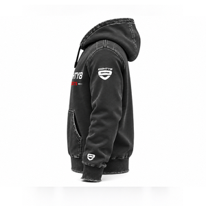 Felpa con Cappuccio Nera Vintage Premium Lavata, Personalizzabile con Logo, Oversize Stile Streetwear con Finitura Effetto Usurato - Product Image 5