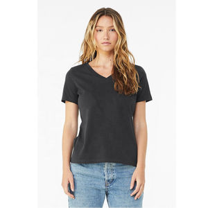 Camiseta de Manga Corta con Cuello en V para Mujer, Jersey Regular, Transpirable, de Algodón, con Parches Bordados, Diseño OEM, Secado Rápido, Ecológica, para Verano - Product Image 1