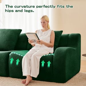 Divano a L Senza Struttura a 4 Posti, Antiscivolo, Senza Montaggio, Braccioli Curvi, Tessuto Teddy ad Alta Densità 32D, Arredamento per Soggiorno - Product Image 5