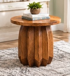 Round Wood Eco-Friendly Rustic Side <b>Table</b> & <b>End</b> <b>Table</b> Decorative Accent Stool for Living Room Bedroom Housewarming Tabletop Use - Product Image 1