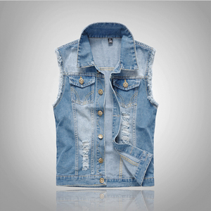 Multi-Pocket Washed Denim <b>Vest</b> Spring Season Vintage Tactical Heavy-Duty <b>Utility</b> Jean Waistcoat for Outdoor & Workwear - Product Image 4