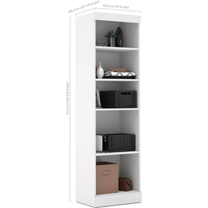 Lit Murphy blanc avec étagères de rangement, taille Queen, design moderne, meubles de chambre à coucher, lit mural pliable avec armoire intégrée - Product Image 2