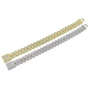 Pulsera de Cadena Chapada en Oro de 22k para Hombre, Estilo Hiphop, con Micro Pavé de Circonitas, Corte Brillante Redondo, para Uso Diario, Estilo Geométrico - Product Image 1
