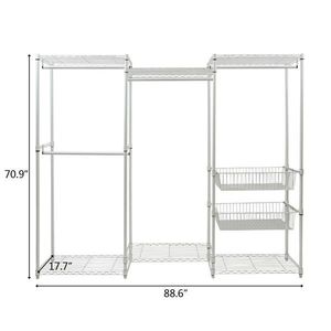 Sistema di Organizzazione Armadio Pieghevole Bianco con Cestini Scorrevoli in Metallo e Tessuto per Conservazione Vestiti in Bagno - Product Image 3