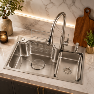Fregadero de Cocina Rectangular de Acero Inoxidable 304 Moderno Daystar Trade, de un Solo Tazón, para Instalar Bajo Encimera, con Cuatro Orificios y Acabado Cepillado - Product Image 1