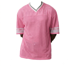 Maillot de football en maille noire à col en V pour homme, manches courtes, respirant, en polyester, coupe classique, toutes saisons, vente en gros - Product Image 3